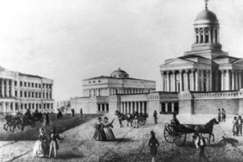 Kuva: Helsinki� 1840-luvulla. 
F. Liewendalin kivipiirros