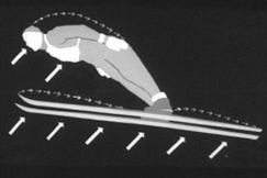 Kuva: Kaaviokuva m�kihypp��j��n kohdistuvista voimista. (1956) YLE kuvanauha.