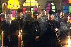 Kuva: Munkkien kuoro ohjelmassa Maailman kahdeksan ihmett� (1990). YLE kuvanauha.