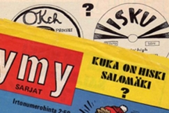 Kuva: Jymy-lehden kansikuva-artikkeli Hiski Salom�est� (1974). 