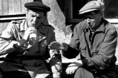 Kuva: Miehet ryypp��v�t ty�p�iv�n j�lkeen. (1955) YLE kuvanauha.