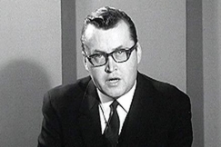 Kuva: Tv-toimittaja Jukka Rusi 1960-luvulla. YLE kuvanauha.