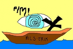 Kuva: Vene, jossa hautaristi ja silm�, jossa kiekurakuvio. YLE kuvanauha. 