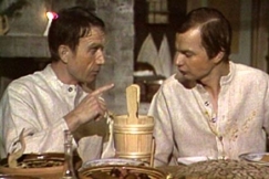 Kuva: Veijo Vanamo ja Jaakko Kolmonen joulup�yd�ss� (1977). YLE kuvanauha.