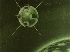 Kuva: Animaatio Vanguard-tekokuusta radallaan (1958). Yle kuvanauha.