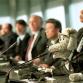 Ransu-koira kokouksessa v. 2001 Yleisradion mainosfilmissä. Kuva: Seppo Sarkkinen, YLE Kuvapalvelu.