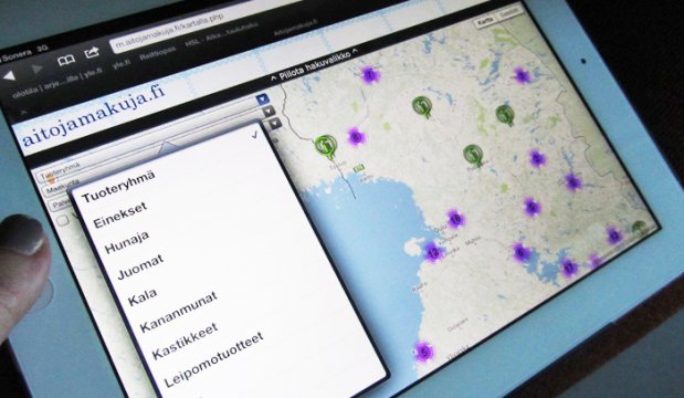 Lähi- ja luomuruokayritykset keskitetysti mobiilissa. Kuva: Yle Olotila, Ulla Vuorela