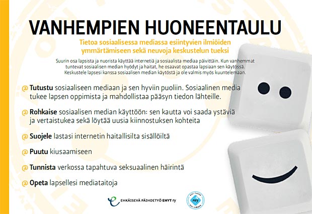 Lapsi somessa - huoneentaulu vanhemmille. Kuva: EHYT ry